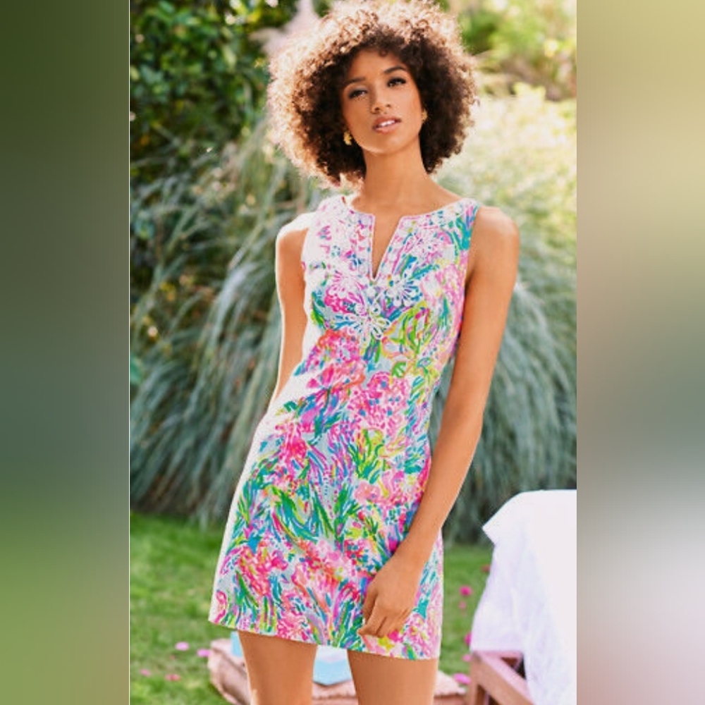 Lilly pulitzer Gabby shift dress Fan Sea Pants size 4